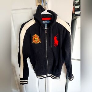 Polo Ralph Lauren Black Hoodie with Red Accents